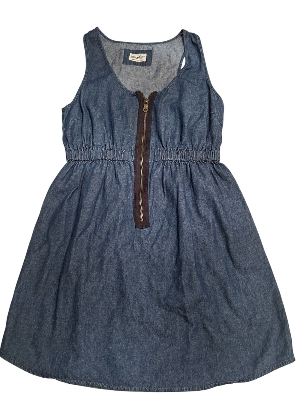 Derek Heart Denim-Look Tank Dress with Front Zip - Blue